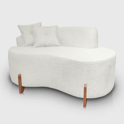 Imagem de Kit Sofá Orgânico Feijão Com Poltrona Pé De Madeira Bouclé Minimalista