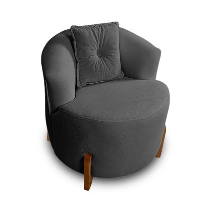 Imagem de Kit Sofá Orgânico Feijão Com Poltrona Pé De Madeira Bouclé Minimalista