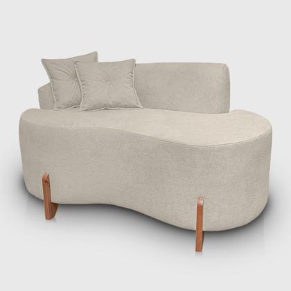 Imagem de Kit Sofá Orgânico Feijão Com Poltrona Pé De Madeira Bouclé Minimalista