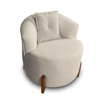 Imagem de Kit Sofá Orgânico Feijão Com Poltrona Pé De Madeira Bouclé Minimalista