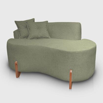 Imagem de Kit Sofá Orgânico Feijão Com Poltrona Pé De Madeira Bouclé Minimalista