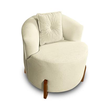 Imagem de Kit Sofá Orgânico Feijão Com Poltrona Pé De Madeira Bouclé Minimalista