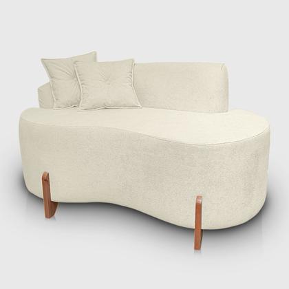 Imagem de Kit Sofá Orgânico Feijão Com Poltrona Pé De Madeira Bouclé Minimalista