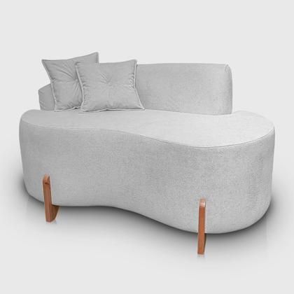 Imagem de Kit Sofá Orgânico Feijão Com Poltrona Pé De Madeira Bouclé Minimalista