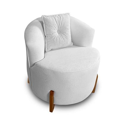 Imagem de Kit Sofá Orgânico Feijão Com Poltrona Pé De Madeira Bouclé Minimalista