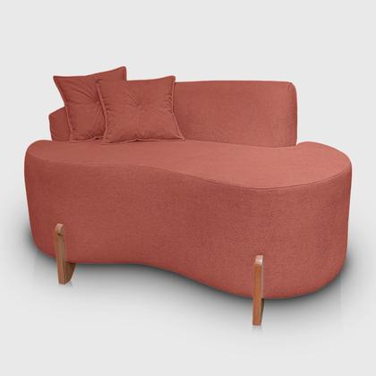 Imagem de Kit Sofá Orgânico Feijão Com Poltrona Pé De Madeira Bouclé Minimalista