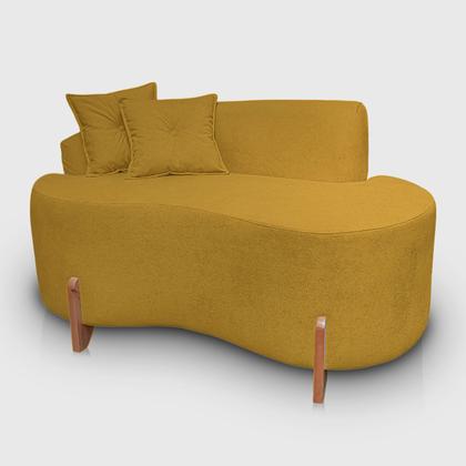 Imagem de Kit Sofá Orgânico Feijão Com Poltrona Pé De Madeira Bouclé Minimalista