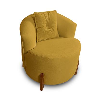 Imagem de Kit Sofá Orgânico Feijão Com Poltrona Pé De Madeira Bouclé Minimalista