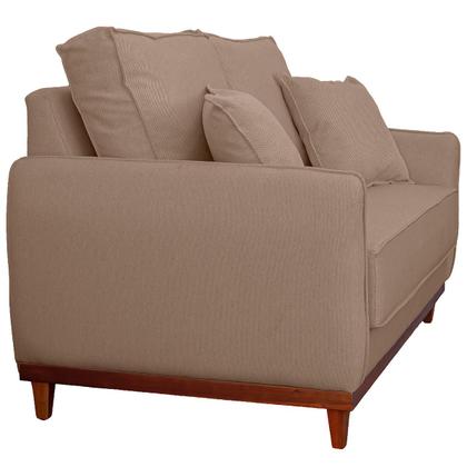 Imagem de Kit Sofa Sena 2 e 3 Lugares Base de Madeira para Sala Hotel Linho Bege