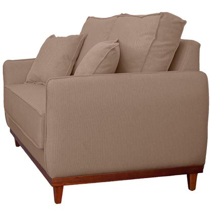 Imagem de Kit Sofa Sena 2 e 3 Lugares Base de Madeira para Sala Hotel Linho Bege