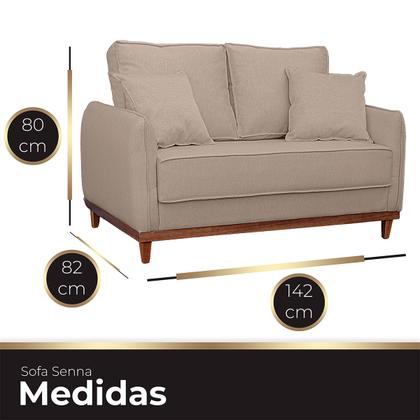 Imagem de Kit Sofa Sena 2 e 3 Lugares Base de Madeira para Sala Hotel Linho Bege