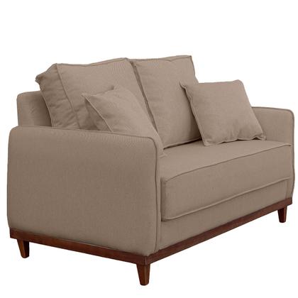 Imagem de Kit Sofa Sena 2 e 3 Lugares Base de Madeira para Sala Hotel Linho Bege