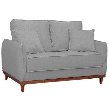 Imagem de Kit Sofa Sena 2 e 3 Lugares Base de Madeira para Sala Hotel Linho Cinza
