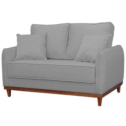 Imagem de Kit Sofa Sena 2 e 3 Lugares Base de Madeira para Sala Hotel Linho Cinza