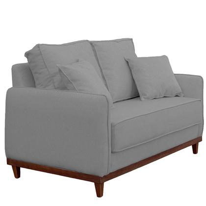 Imagem de Kit Sofa Sena 2 e 3 Lugares Base de Madeira para Sala Hotel Linho Cinza