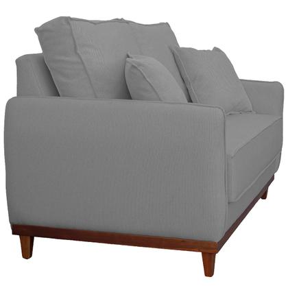 Imagem de Kit Sofa Sena 2 e 3 Lugares Base de Madeira para Sala Hotel Linho Cinza