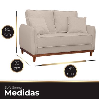 Imagem de Kit Sofa Sena 2 e 3 Lugares Base de Madeira para Sala Hotel Linho Palha