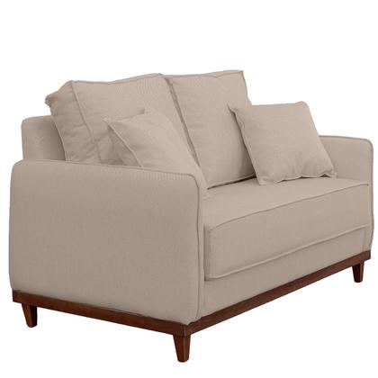 Imagem de Kit Sofa Sena 2 e 3 Lugares Base de Madeira para Sala Hotel Linho Palha