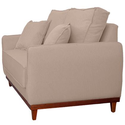 Imagem de Kit Sofa Sena 2 e 3 Lugares Base de Madeira para Sala Hotel Linho Palha
