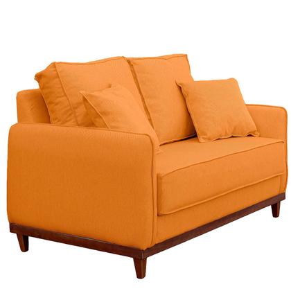 Imagem de Kit Sofa Sena 2 e 3  Lugares Base de Madeira para Sala Hotel Linho Terra Cota