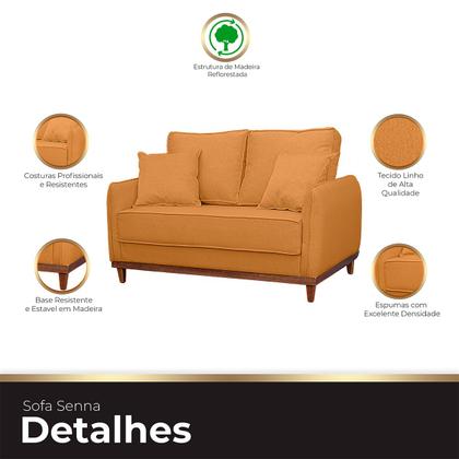 Imagem de Kit Sofa Sena 2 e 3  Lugares Base de Madeira para Sala Hotel Linho Terra Cota