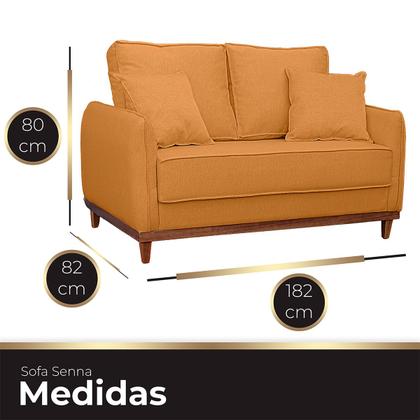 Imagem de Kit Sofa Sena 2 e 3  Lugares Base de Madeira para Sala Hotel Linho Terra Cota