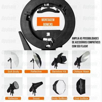 Imagem de Kit Soft Box 80x80 Godox Com Grid E Tripé Para Flash Speedlite