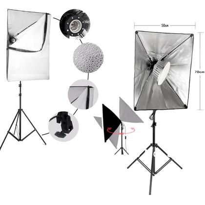 Imagem de Kit Soft Box Estúdio + Luz Led Tricolor Continua E27