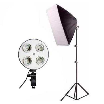 Imagem de Kit Soft Box Soquete E27 Quadruplo 50 X 70 + Tripé 2m