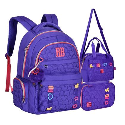 Imagem de Kit Soft Texturizado com Matelassê Rebecca Bonbon Mochila de Costas + Lancheira + Estojo Escolar Juvenil Teen Passeio