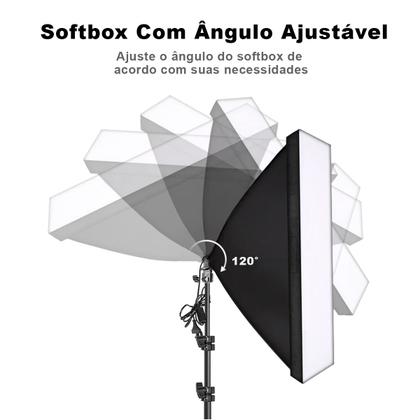 Imagem de Kit Softbox 50x70cm Greika Com Lâmpada 150w + Tripé Girafa