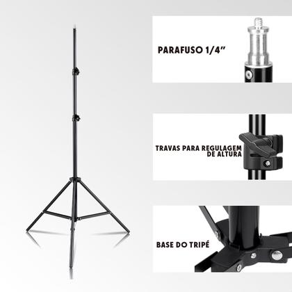Imagem de Kit Softbox Duplo Quadruplo Para Estúdio Fotográfico Profissional C/ Tripés 2m E 8 Lâmpadas Led 18w Bivolt T-photo