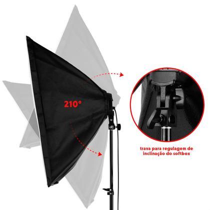 Imagem de Kit Softbox Duplo Quadruplo Para Estúdio Fotográfico Profissional C/ Tripés 2m E 8 Lâmpadas Led 18w Bivolt T-photo