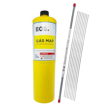 Imagem de Kit Solda Alumínio Maçarico E 8 Varetas Com Fluxo E Refil Map