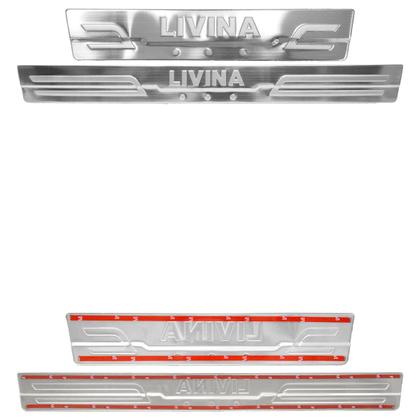 Imagem de Kit Soleira Personalizada Livina 2009 2010 2011 2012 2013 2014 Aço Inox Escovado sem Led 4 Peças