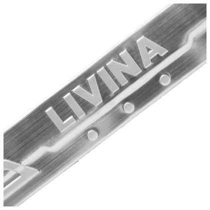 Imagem de Kit Soleira Personalizada Livina 2009 2010 2011 2012 2013 2014 Aço Inox Escovado sem Led 4 Peças