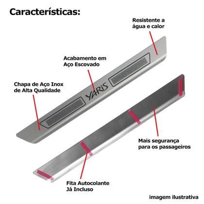 Imagem de Kit soleira porta aço inox escovado toyota yaris