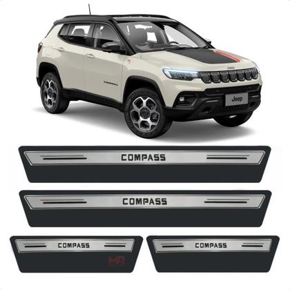 Imagem de Kit Soleira Resina Proteção Premium Prata Silver Jeep Compass 2018 2019 2020 2021 2022