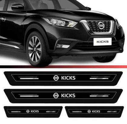 Imagem de Kit Soleira Resinada Proteção Porta Nissan Kicks - Preto