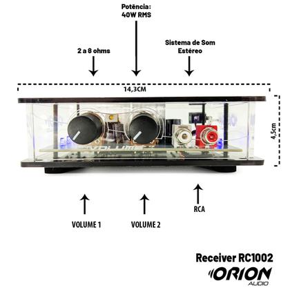 Imagem de Kit Som Ambiente 6 Caixa Acústica Pretas C/ Amplificador