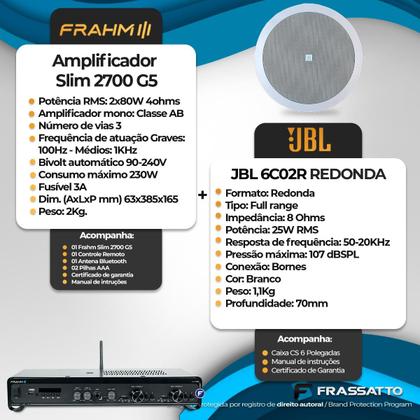 Imagem de Kit Som Ambiente Bluetooth Area Gourmet Conexão Optical Tv Spotify + 4 Arandelas Embutir Jbl