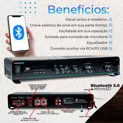 Imagem de Kit Som Ambiente Bluetooth Usb Sd Controle Remoto Amplificador Com 2 Arandelas Jbl Retangular