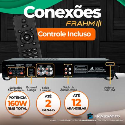 Imagem de Kit Som Ambiente Bluetooth Usb Sd Controle Remoto Amplificador Com 4 Arandelas Jbl Redonda