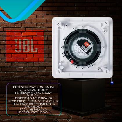 Imagem de Kit Som Ambiente Embutir Teto Jbl 10 Arandelas Retangular + Receiver Slim Bluetooth Usb Sd Controle