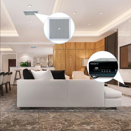 Imagem de Kit Som Ambiente Embutir Teto Jbl 10 Arandelas Retangular + Receiver Slim Bluetooth Usb Sd Controle