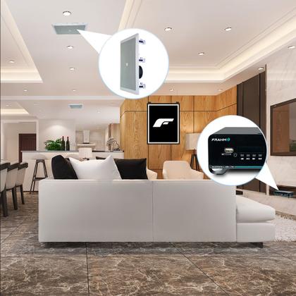 Imagem de Kit Som Ambiente Embutir Teto Jbl 8 Arandelas Retangular + Receiver Slim Bluetooth Usb Sd Controle