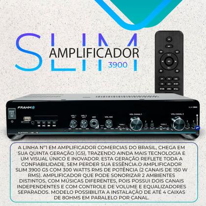 Imagem de Kit Som Ambiente Frahm Receiver Slim 3900 Bluetooth Usb Sd + 02 Arandelas Jbl Acustica Potente