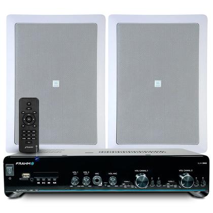 Imagem de Kit Som Ambiente Frahm Receiver Slim 3900 Bluetooth Usb Sd + 02 Arandelas Jbl Acustica Potente