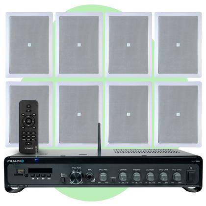 Imagem de Kit Som Ambiente Hotel Sala Home 8 Arandelas Jbl + Amplificador Bluetooth Entrada Tv Slim 3700