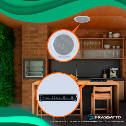 Imagem de Kit Som Ambiente Jbl Bluetooth Usb Sd Conexão Celular + 8 Arandelas de Embutir no Teto Gesso